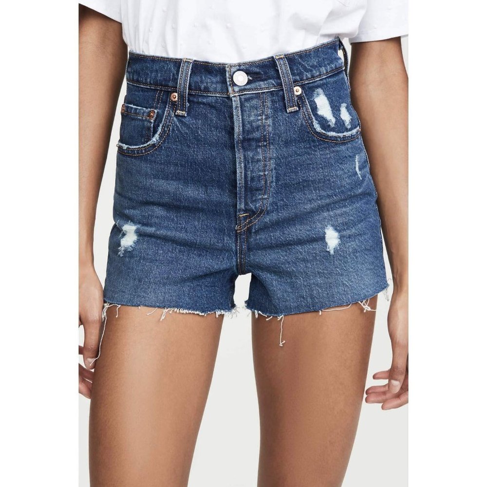 Levi's Ribcage Denim Shorts - Picture 2 of 14